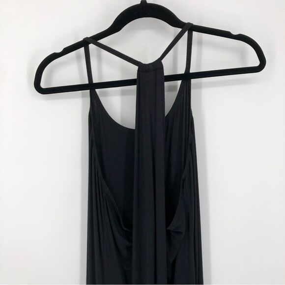 Fabletics Maxi Dress Womens 1X Black Strappy Long Stretchy Soft Comfy Fitted - Picture 5 of 12